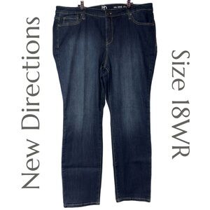 New Directions - Curvy Straight‑Leg Jeans - Dark Wash Stretch Denim - Size 18WR